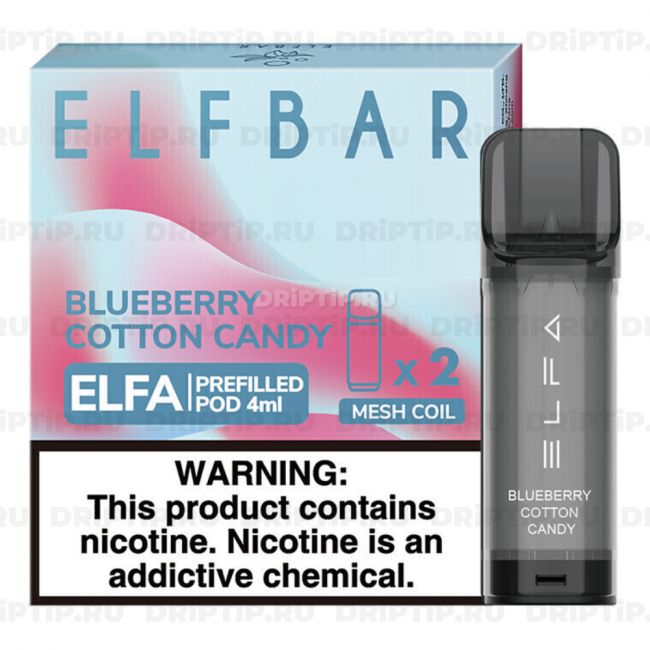 Картридж Elf Bar Elfa - Черничная Сахарная Вата / 2шт Картридж Elf Bar Elfa - Черничная Сахарная Вата / 2шт