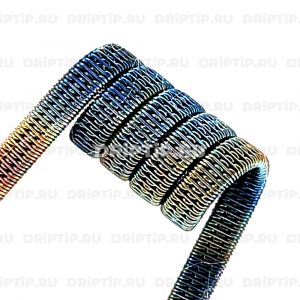Triple Staggered Fused Clapton 3*0.38К +0.12 NiCr, 3 мм, 5 витков, 0.13-0.14 ом Плата Triple Staggered Fused Clapton 3*0.38К +0.12 NiCr, 3 мм, 5 витков, 0.13-0.14 ом Плата