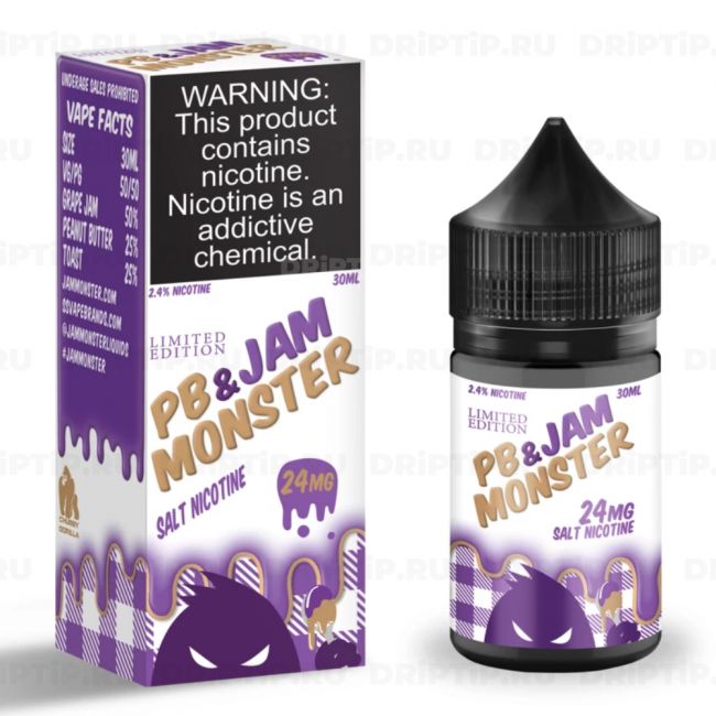 Жидкость Jam Monster Salt - PB&Jam Grape 